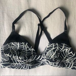 reversible Lululemon bikini top with black and white tropical print